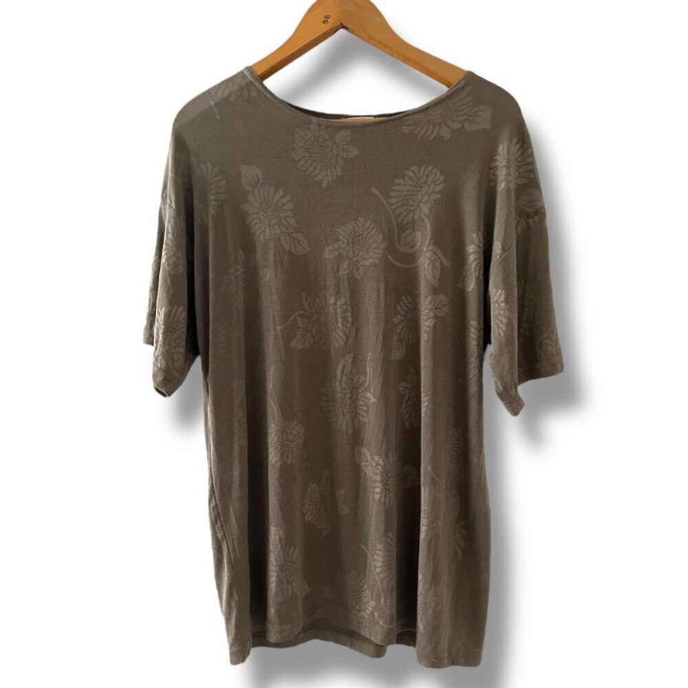 Vintage Bobbie Brooks Brown Sunflower Short Sleeve Top Women’s Large Fall Retro